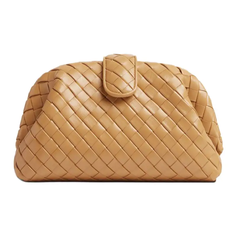 Bottega Veneta Sheepskin One Shoulder Clutch Women's Dark Nut Brown