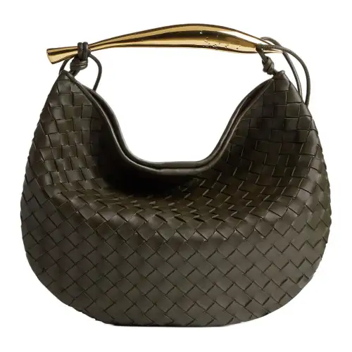 Bottega Veneta SARDINEIntrecciato Lambskin Handbag, Shoulder Bag Medium Women's Dark Green