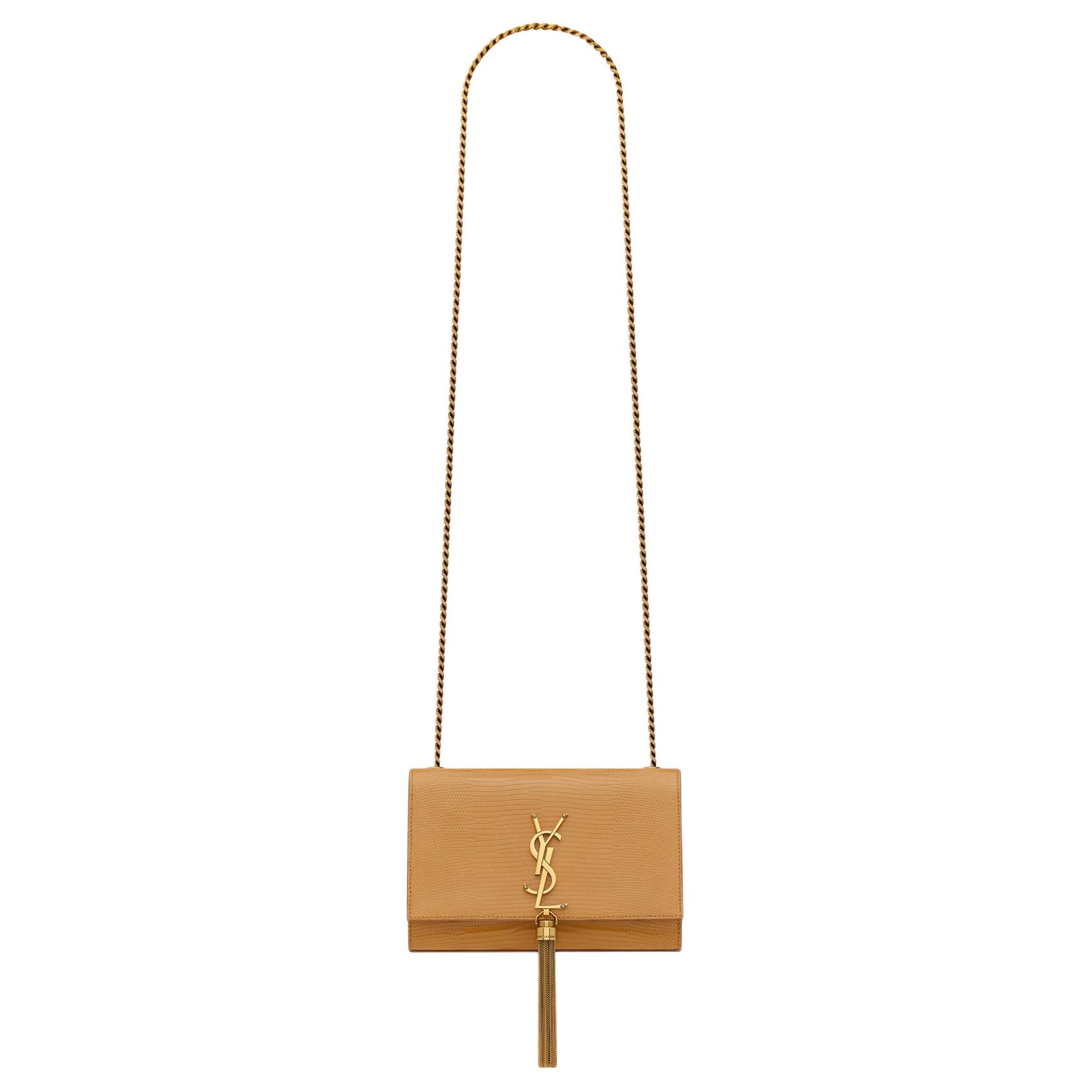 SAINT LAURENT Kate Lizard Skin Crossbody Bag, Shoulder Bag Small Women's Brown