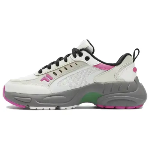 FILA FUSION Fila trendy brand FUSION Collection RACEUP is comfortable and breathable, fabric, synthetic leather, shock-absorbing and wear-resistant, low-top casual running shoes, women's gray