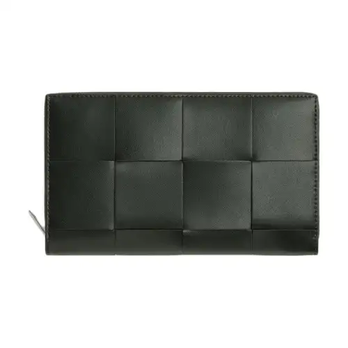 Bottega Veneta Cow Leather Wallet Men's Dark Green & Agate Gray