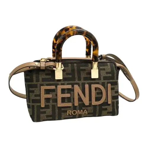 FENDI Cow Leather Boston Bag, Handbag, Shoulder Bag, Crossbody Bag Mini Women's Brown