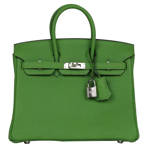 HERMES Birkin Togo Calfskin Birkin Bag Handbag 25 Women's A8 Yuka Ribbon Green