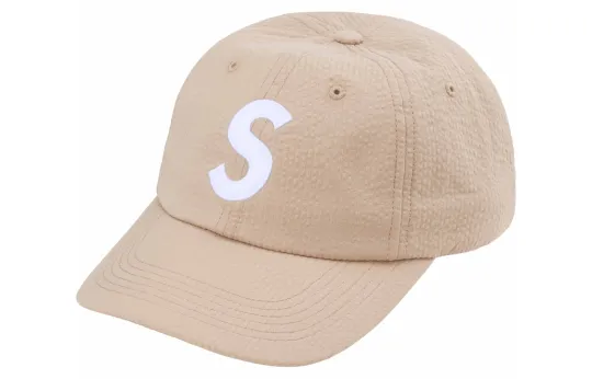Supreme Cotton Seersucker Baseball Caps Unisex Beige