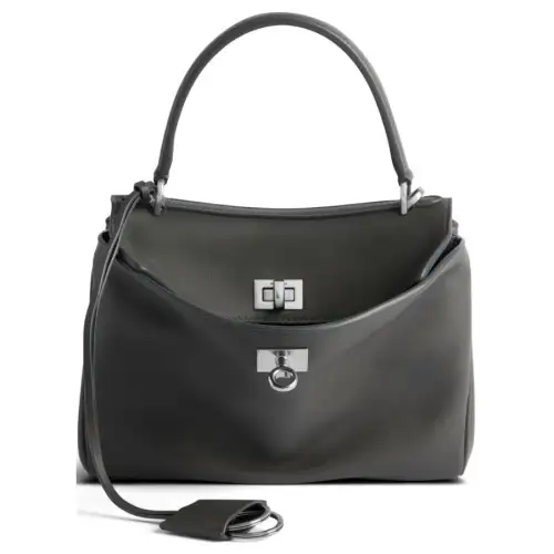 Balenciaga Smooth Cow Leather One Shoulder Handbag Mini Women's Gray