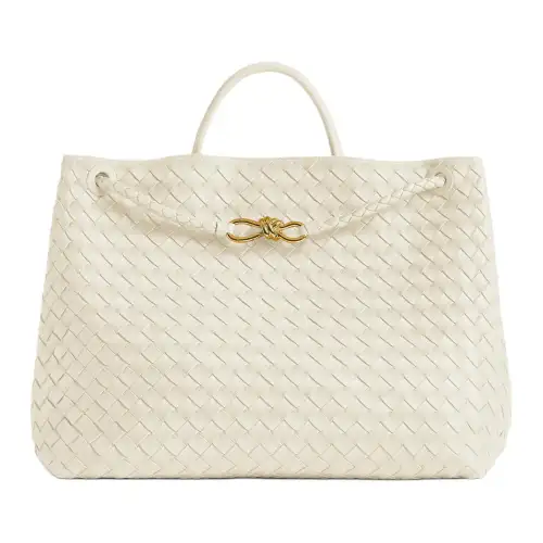 Bottega Veneta Andiamo Lambskin Shoulder Bag, Crossbody Bag, Handbag Large Women's Sea Salt Color