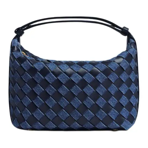 Bottega Veneta Cow Leather With Fabric Handbag Mini Women's Dark Blue & Indigo