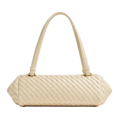 Bottega Veneta Intrecciato Cow Leather Handbag, Shoulder Bag Small Women's Sea Salt Color