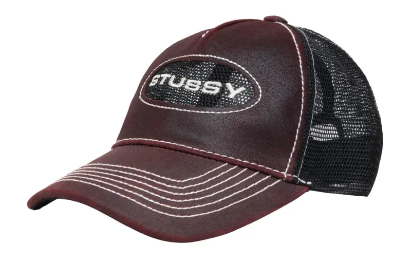 Stussy Low Pro Trucker Cut Out Leather Snapback