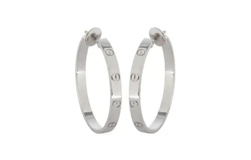 Cartier 2010s 18K White Gold Love Hoop Earrings