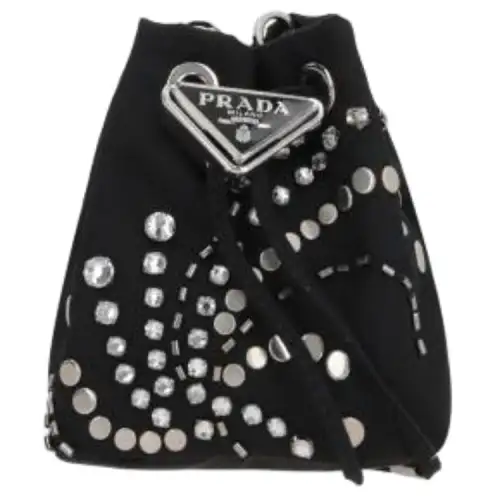 PRADA Nylon One Shoulder Crossbody Clutch Mini Women's Black