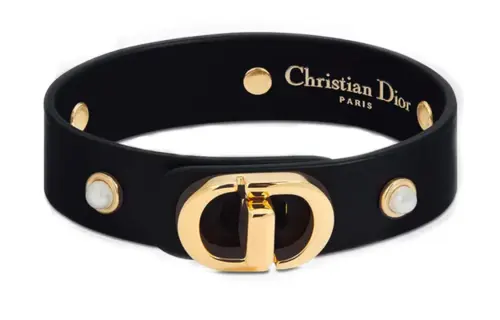 DIOR Calfskin, Resin, Metal Wristbands Women's Black
