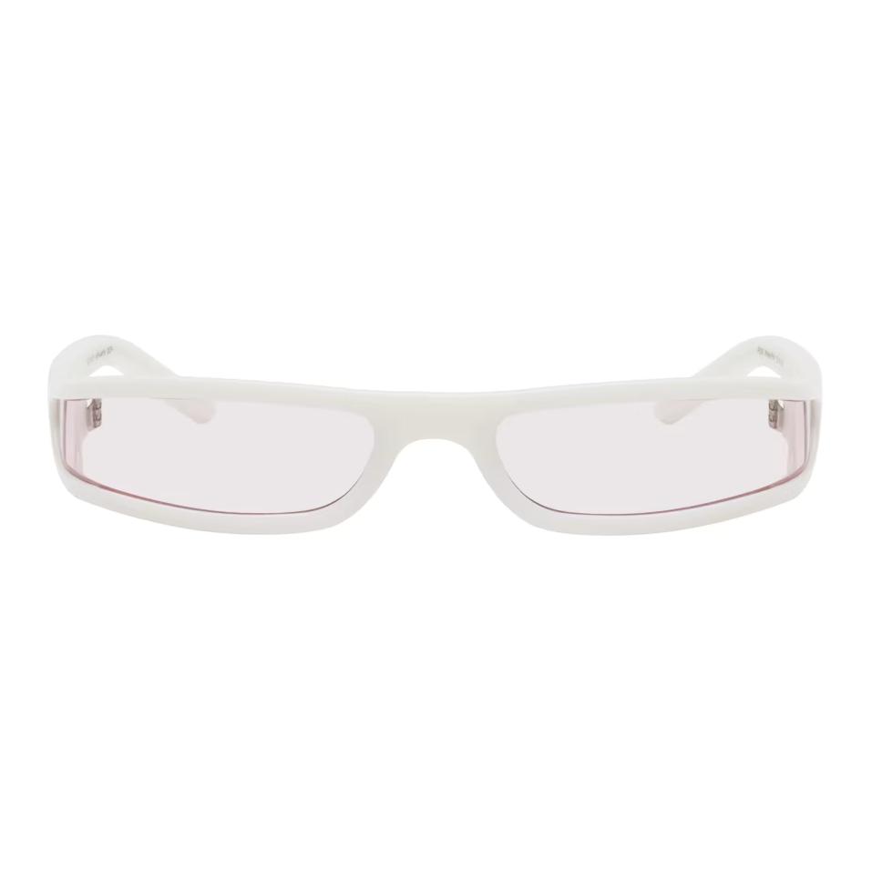 RICK OWENS/RO Nylon Browline Sunglasses Unisex White