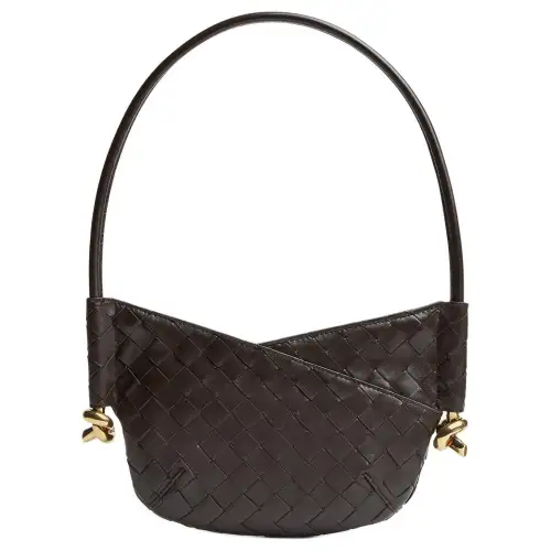 Bottega Veneta IntrecciatoSolstice Sheepskin Handbag, Shoulder Bag Mini Women's Chocolate Brown