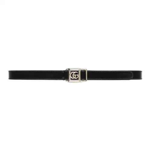 GUCCI Double G Leather Belts Women's Black Width 2cm