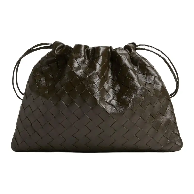 Bottega Veneta Cow Leather Clutch Medium Women's Khaki & Sage Green