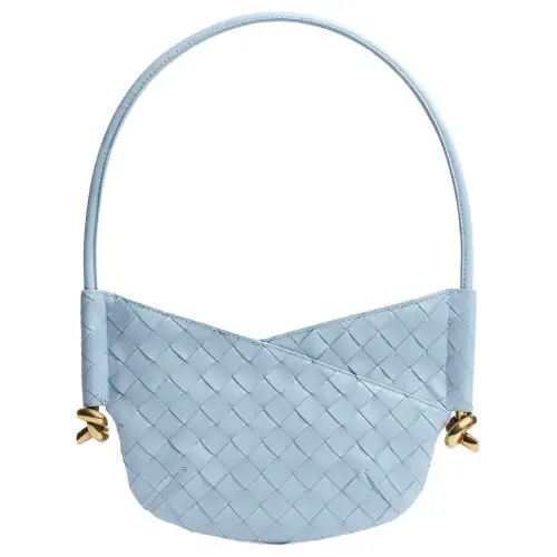 Bottega Veneta SolsticeIntrecciato Lambskin Handbag, Shoulder Bag Mini Women's Ice Blue