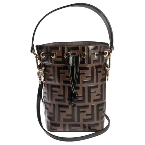 FENDI Mon Tresor Calfskin Bucket Bag, Shoulder Bag, Crossbody Bag, Handbag Mini Women's Brown