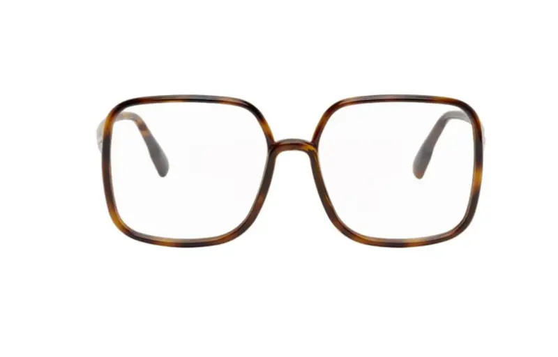 DIOR Acetate Plate, Metal Square Eyeglass Frames Unisex Tortoiseshell