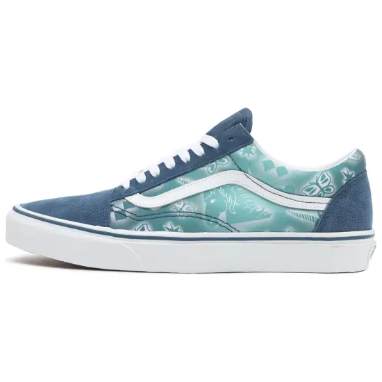 Vans Old Skool Skateboarding Shoes Unisex Low-top White/Royal Blue/Fern Green