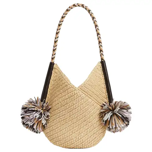 Bottega Veneta Raffia Handbag, Shoulder Bag Women's Natural