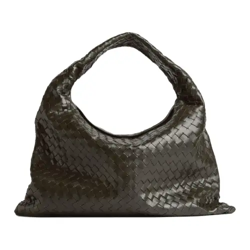 Bottega Veneta Intrecciato Cow Leather Handbag, Shoulder Bag Large Women's Khaki