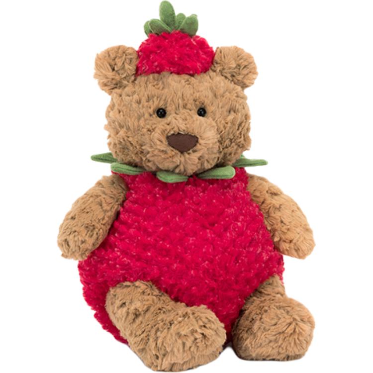 JELLYCAT Dress Up Series Barcelo Bear Strawberry Outfit Doll Plush Doll 26cm high 36cm high and long