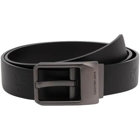 CALVIN KLEIN Split Cow Leather, Cow Leather Belts Men's Space Black 3.5cm