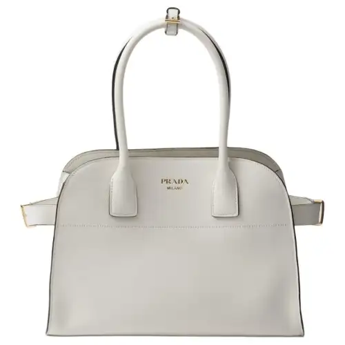 PRADA Leather Tote Bag, Shopping Bag, Handbag Medium Women's White