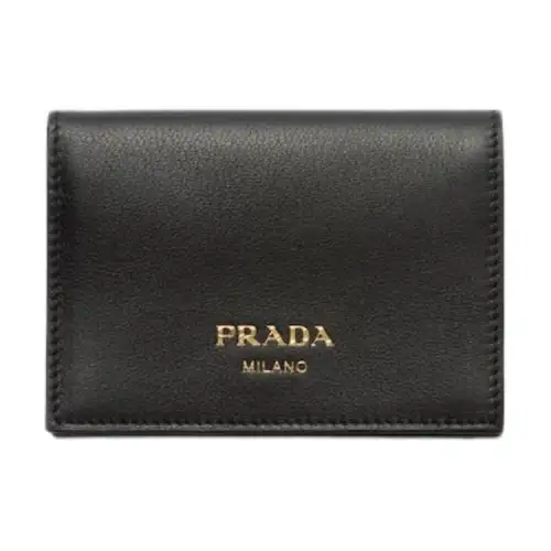 PRADA Leather Wallet Small Women's Black