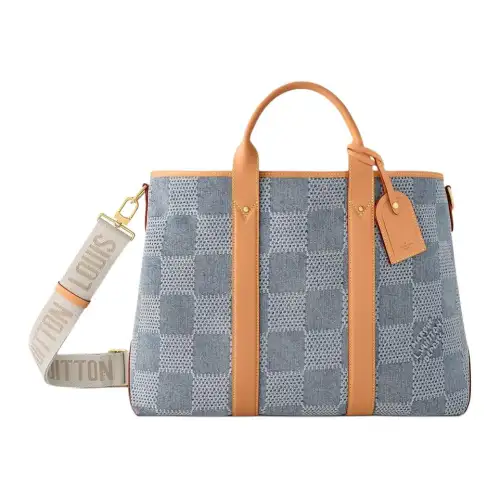 LOUIS VUITTON Weekend Tote Damier Denim 3D Blue Denim