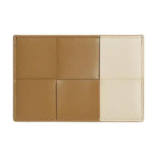 Bottega Veneta Lambskin Card Holder Women's Black Praline With Sea Salt