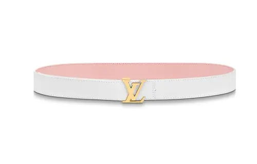 LOUIS VUITTON Initiales Metal Leather Belts Women's White/Pink Width 3cm