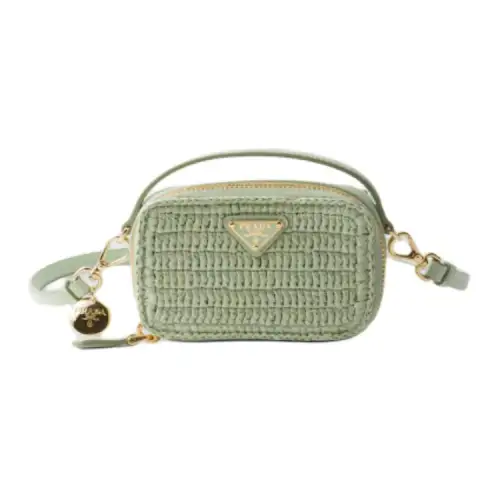 PRADA Leather Crossbody Bag, Shoulder Bag Mini Women's Aqua Green