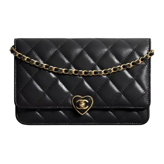 CHANEL WOC Sheepskin Wallet, Shoulder Bag, Crossbody Bag Women's Black