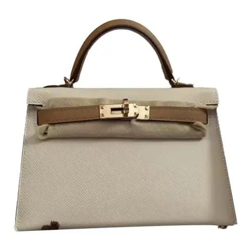 HERMES Kelly Epsom Calfskin Kelly Bag, One Shoulder Handbag 20 Women's Milkshake White With Cookie