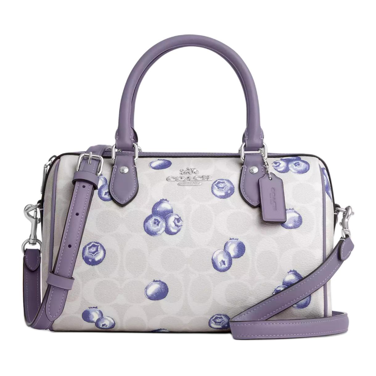 COACH Rowan Signature Coated Canvas Handbag, Shoulder Bag, Crossbody Bag Medium Women's Silver & Light Purple