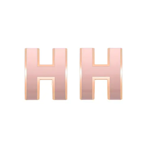 HERMES POP H Earrings Women's Rose Gold