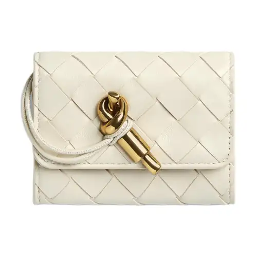 Bottega Veneta AndiamoIntrecciato Lambskin Wallet Small Women's Seahorse White