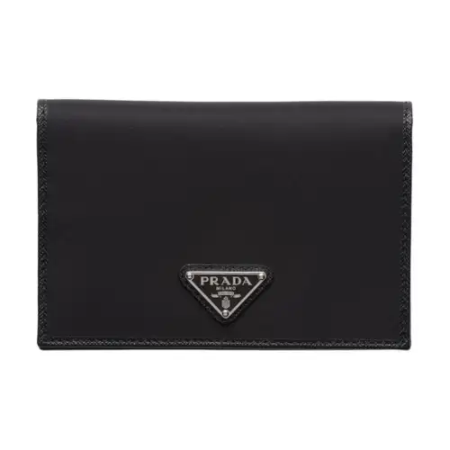 PRADA Recycled Nylon With Saffiano Leather Passport Holder Men's Black