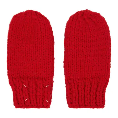 Maison Margiela Wool Knit Gloves Unisex Red