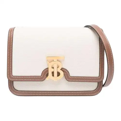 Burberry Cattle Leather With Cotton Crossbody Bag, Shoulder Bag Women's