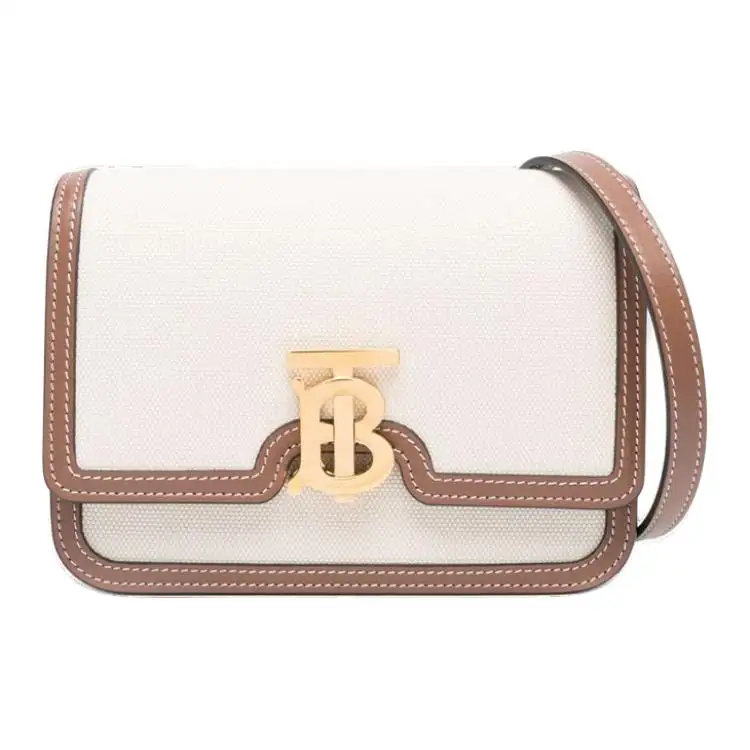 Burberry Cattle Leather With Cotton Crossbody Bag, Shoulder Bag Women's