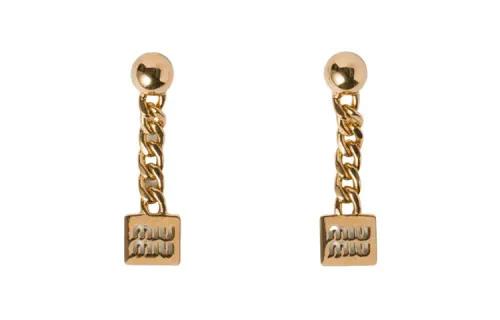 MIU MIU Metal Stud Earrings Women's Gold