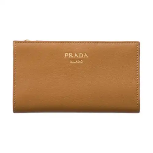 PRADA Leather Wallet Large Women's Brown