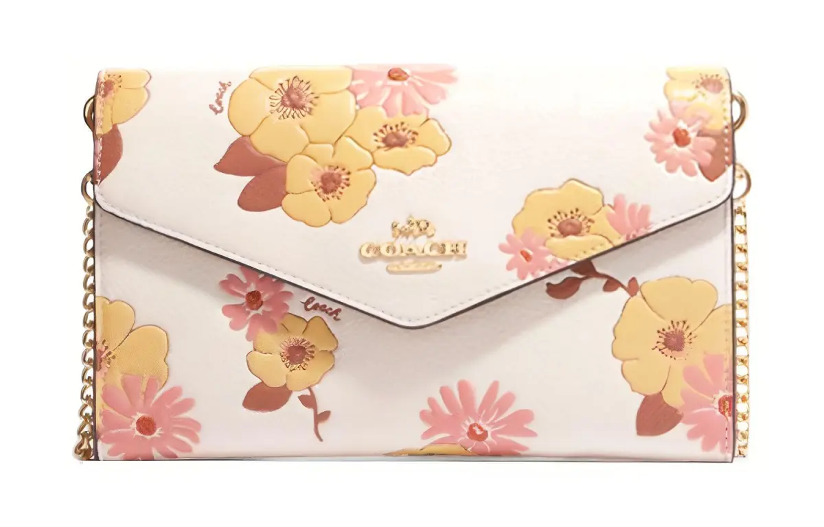COACH Envelope Leather Envelope Bag Clutch Wallet Small Women's White
