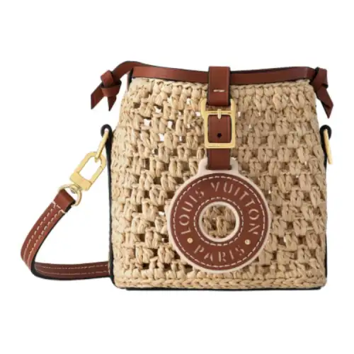 LOUIS VUITTON NOE Leather Trim Shoulder Bag, Crossbody Bag Women's Brown & Natural