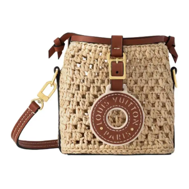 LOUIS VUITTON NOE Leather Trim Shoulder Bag, Crossbody Bag Women's Brown & Natural
