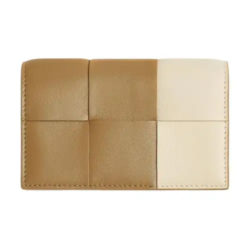 Bottega Veneta Intrecciato Lambskin Wallet Women's Black Praline With Sea Salt