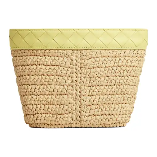 Bottega Veneta Viscose With Calfskin Clutch Small Women's Natural & Yellow